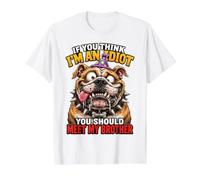 If You Think I'm an Idiot You Should Meet My Brother Dog Value Graphic T-Shirt, Men, White, XL