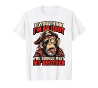 If You Think I'm an Idiot You Should Meet My Brother Monkey Value Graphic T-Shirt, Men, White, L