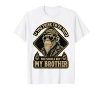 If You Think I'm an Idiot You Should Meet My Brother Monkey Value Graphic T-Shirt, Men, White, XL