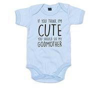If You Think I'm Cute You Should See My Godmother, Printed Baby Grow - Dusty Blue/Black 3-6 Months