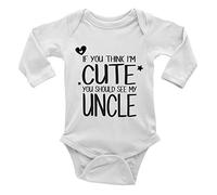 If You Think I'm Cute You Should See My Uncle Boys and Girls Long Sleeve Baby Vest Bodysuit