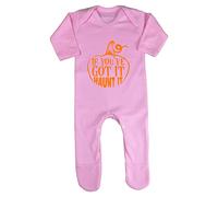 If You’ve Got It Haunt It Halloween Statement Baby Romper Jumpsuit with feet, 3-6 Months, Pastel Pink