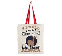 If You Want Me to Listen to You Talk About Alpacas Themed Funny Tote Bag-Cotton Shopping Bag. (Red Handle)