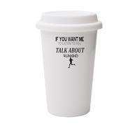 If You Want Me to Listen to You Talk About Running, Running Mug Gift, White Ceramic Travel Mug with White Lid.