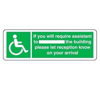 If You Will Require Assistant - Safety sign - High tack self-adhesive sticker (450mm x 150mm) Viewing Distance within 7m.