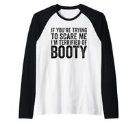If Your Trying to Scare Me I'm Terrified of Boobs Funny Mens Raglan Baseball Tee