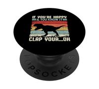 If You're Happy And You Know It Funny T-Rex Dinosaur Humor PopSockets Adhesive PopGrip
