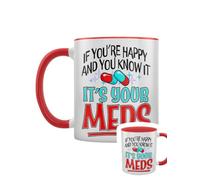 If You're Happy & You Know It It's Your Meds Red Inner 2-Tone Mug