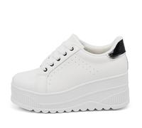 IF900-1 Women's Sneakers Sports Casual Platform High Wedge White, white black, 6 UK