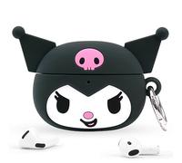 iFace Sanrio Case Compatible with AirPods 4th gen [Hello Kitty and Friends] - Cute Silicone Protective Cover [Carabiner Clip Included] [Wireless Charging Compatible] - Kuromi