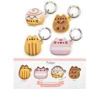 iFace x Pusheen Café Series Silicone Protective Cover [ Compatible with Apple AirTag][Cute Character Case] [Carabiner Keychain Clip Included] - Set of 4 in Gift Box