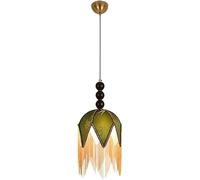 IFAIBYRNK French Vintage Hand Embroidery Craft Pendant Light, Green Tassel Fabric Hanging Lamp, 8.26 Inch Creative Decor Chandeliers, Living Room Dining Room Kitchen Lighting Fixture