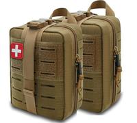 Ifak Pouch Rip Away Molle, Tactical Medical Pouch, Empty First Aid Kit Bag for Duty Belt (2 Pack-TAN)
