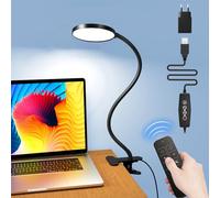 iFalarila 61 LED Desk Lamp with Remote - Super Bright Dimmable Clamp Lamp for Home Office with 3 Colour Temperatures and 5 Brightness Levels, Office Lamp with 10W USB Adapter