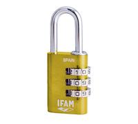 Ifam Col Combination Padlock, 20 mm, Yellow, Maximum Security, Ideal for Backpacks and Suitcases, with Key and More Than 1,000 Combinations, Aluminium, High Lightness, 3 mm Arc