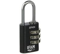 IFAM Combination Lock Col Combi, 20 mm, Black, Maximum Security, Ideal for Backpacks and Suitcases, with Key and More Than 1,000 Combinations, Aluminium, High Lightness, 3 mm Arc