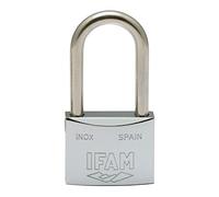 IFAM INOX Series Padlock, High Oxidation Resistance, Humid Environment, High Security, Long Shackle, 30 mm, Heavy Duty and Chrome-Plated