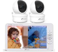 iFamily - 7 inch large monitor with 2 HD cameras and audio, 1080P HD video monitor, no WiFi, hack-proof