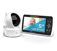 iFamily Baby Monitor - Large 5" Screen with 30Hrs Battery Life - Remote Pan-Tilt-Zoom;No WiFi, Two-Way Audio, Night Vision, Temperature, Lullabies, 960ft Long Range Baby Monitor with Camera and Audio