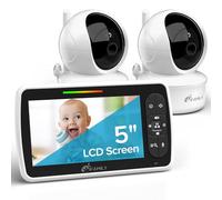 iFamily Baby Monitor with 2 Cameras | Remote Video Baby Monitor with Camera and Audio, 5" Large Screen, Night Vision, Temperature Display, Lullaby, Audio 2