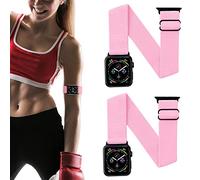 IFCASE 2 Pack Elastic Arm/Ankle Band for Apple Watch 49/46/45/44mm iWatch Series Ultra 10 9 8 7 6 5 4 SE, Sport Strap Unisex Armband or Ankleband (Pink)