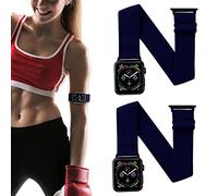 IFCASE 2 Pack Elastic Wristband Ankle Strap for Apple Watch 49/45/44/42mm 41/40/38mm, iWatch Series Ultra 9 8 7 6 5 4 3 2 SE Sport Wristband Unisex Wristband or Anklet, navy, 41/40/38mm, Classic