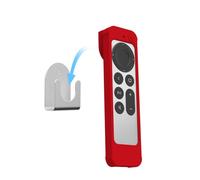 IFCASE Silicone Shockproof Case for Apple TV 4K 2021/2022 Siri Remote Compatible with AirTag, Wall Mount (Red)