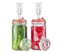 iFCOW 2L Glass Fermentation Jars with Airlocks & Weights, 2 Pack Wide Mouth Fermenting Jars Kit for Sauerkraut, Kimchi, Pickles & Kombucha Brewing