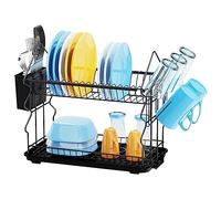 iFCOW Dish Drying Rack, 2 Tier Dish Drying Rack with Drip Tray Utensil Holder Cup Rack for Kitchen Countertop