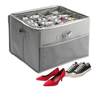 iFCOW Fabric Shoe Storage Organizer for Closet, 16 Grid Closet Shoe Organizer Box Shoe Storage Container with Adjustable Dividers and Clear Lid for Shoes Clothing