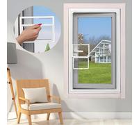 iFCOW Magnetic Window Screen, Adjustable Fly Screen with Small Window for Windows DIY Window Net fit up to 59"x39" (150x100cm)