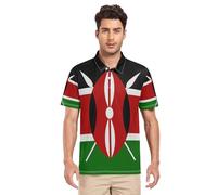 IFCXA Kenya Flag Men's Breathable Quick Dry Short Sleeve Polo Shirts Multicoloured