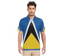 IFCXA Saint Lucia Flag Men's Breathable Quick Dry Short Sleeve Polo Shirts Multicoloured