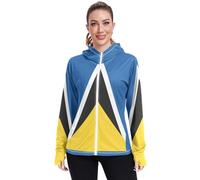 IFCXA Saint Lucia Flag Womens Women's UPF 50+ Sun Protection Hoodie Jacket Lightweight Long Sleeve Sun Shirt with Pocket Multicoloured