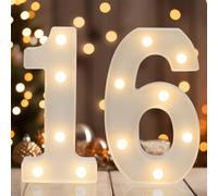 IFDGCTK Decorative Led Light Up Numbers, 16th Birthday Decorations, Warm White Led Numbers Lights, Lighted Marquee Number Sign for Sweet 16th Party Decor