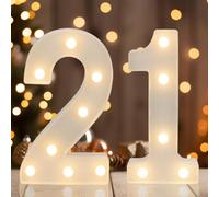 IFDGCTK Decorative Led Light Up Numbers, 21th Birthday Decorations, Warm White Led Numbers Lights, Lighted Marquee Number Sign for Sweet 21th Party Decor
