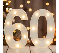 IFDGCTK Decorative Led Light Up Numbers, 60th Birthday Decorations, Warm White Led Numbers Lights, Lighted Marquee Number Sign for Sweet 60th Party Decor