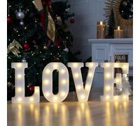 IFDGCTK Led Light Up Letters, Led Marquee Letter Lights Love Sign, Decorative Numbers Light, Battery Powered Letter Sign Lights for Love Decor-Warm White