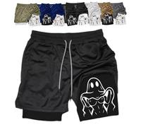 IFDHFBTY Siirigo Shorts Men, Mens Cute Ghost Sexy Boobs Graphic Print Quick Dry Gym Performance Athletic Running Shorts(Black b,L)