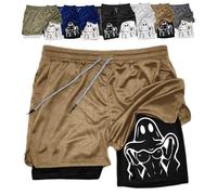 IFDHFBTY Siirigo Shorts Men, Mens Cute Ghost Sexy Boobs Graphic Print Quick Dry Gym Performance Athletic Running Shorts(Brown,S)