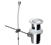 iFealClear Basin Waste with Pull Rod, G 1 1/4''（40.4mm), Stainless Steel Sink Plug Replacement, Bathroom Pop Up Basin Plug with Lever, Suitable for Bathroom Sink with Overflow, Chrome