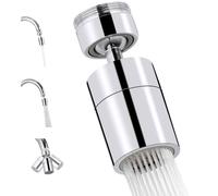 iFealClear Kitchen Sink Faucet Aerator, 360° Swivel Faucet Aerator, 80° Adjustable Angle, 2-Function Flow Kitchen Tap Spray Head with Double Ball Joints, Chrome, 24mm Male Thread