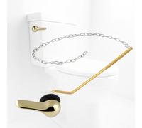 iFealClear Polished Gold Side Mount Toilet Tank Flush Lever Replacement, Universal Angle Mount Toilet Handle Replacement Kit, Solid Brass