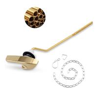 iFealClear Polished Gold Universal Toilet Tank Flush Lever Handle, Brass Side/Angle Mount Toilet Handle Compatible with Kohler K-GP30324-CP, Stainless Steel Flapper Chain