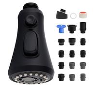 iFealClear Pull Down Kitchen Faucet Head Replacement Compatible with Moen, American Standard, Delta, Faucets, 3 Function Faucet Head Sprayer Nozzle for Kitchen Sink, 12 Adapters, Matte Black