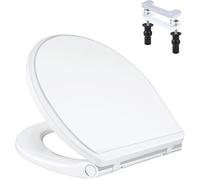 iFealClear Round Toilet Seat Compatible with Kohler, American Standard, TOTO, Slow Close Toilet Seat Cover with Non-Slip Bumpers, Never Loosen Toilet Bolt Hinge, One-Click to Quick Release, White