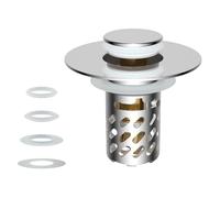 iFealClear Upgraded 3 in 1 Bathroom Sink Plug, Hair Catcher, Pop Up Sink Strainer Plug with Detachable Stainless Steel Filter Basket, Fits Sink Holes' Diameter of 30-46 mm and a Depth > 50 mm, Chrome
