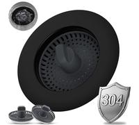 iFealClear Upgraded Kitchen Drain Stopper with 3 Baskets, 3-in-1 Plug Strainer, Odor Prevention and Clog Resistance, Stainless Steel Shell & ABS Filter, Suitable for Sinks with Hole Depth > 28 mm