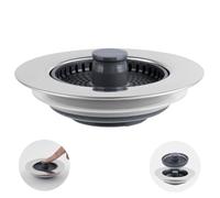 iFealClear Upgraded Kitchen Sink Strainer and Plug Set, 3-in-1 Drain Stopper + Stainless Wrapped Shell, Kitchen Sink Plug Replacement, Suitable for Sink Holes with a Diameter of 75-82mm, Depth > 28 mm