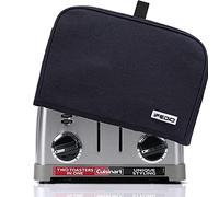 iFedio 4 Slice Toaster Cover with Pockets & Top Handle,Small Appliance Toaster Dust Cover, Machine Washable(Black)